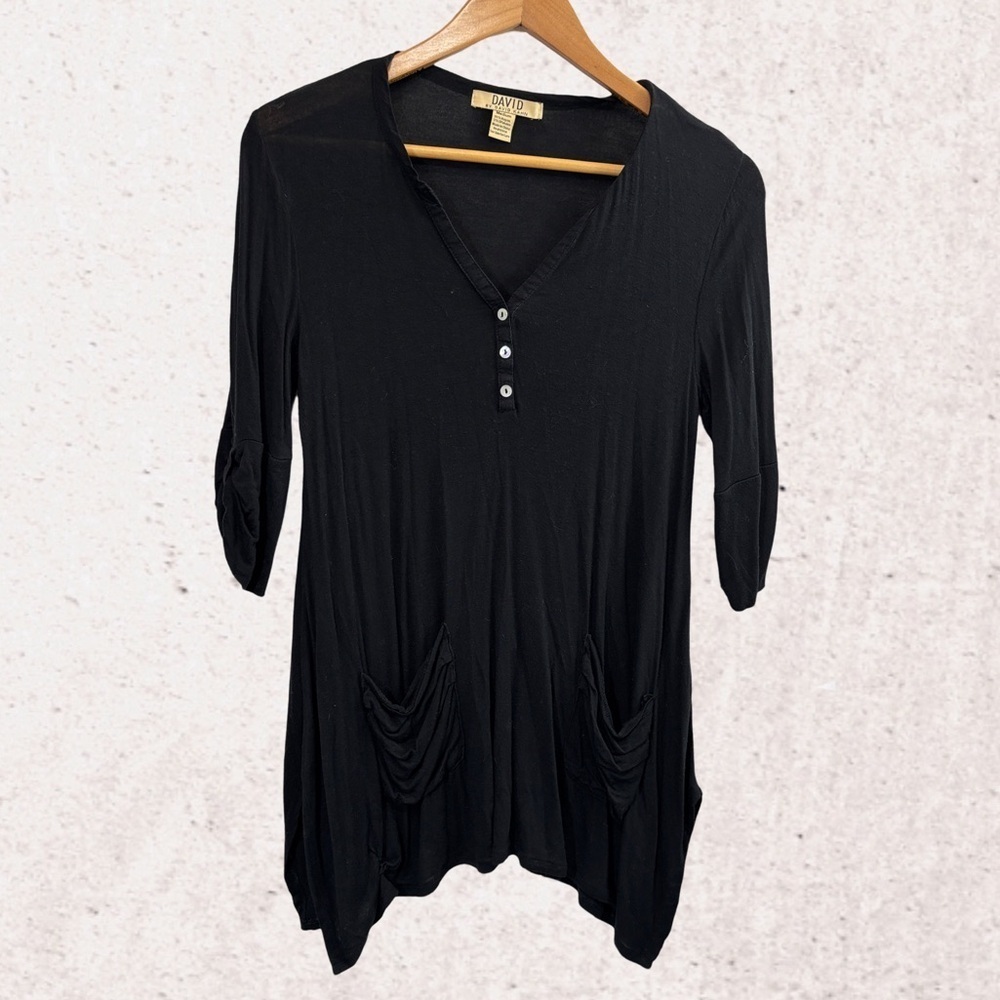bundle 3 or more David Kahn Black Asymmetrical Tunic with 3/4 Sleeves